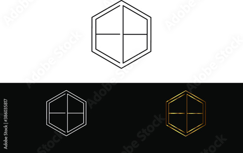 EB hexagon Shape minimalist logo Design photo