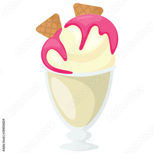  Soft serve vanilla ice cream on waffle cone 