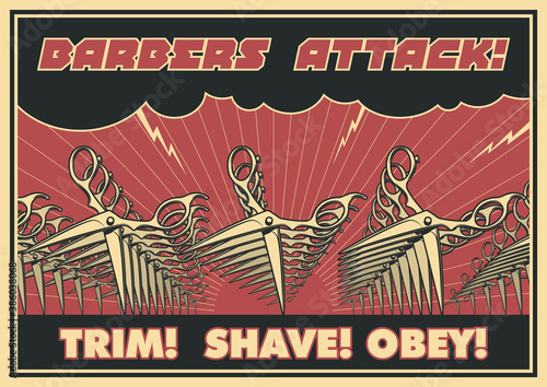 Barbershop Poster Barber Propaganda March of Scissors 