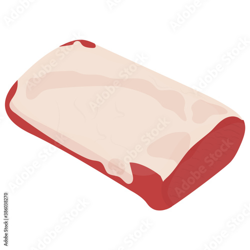 
A round meatloaf with white fatty substance on it depicting beef
