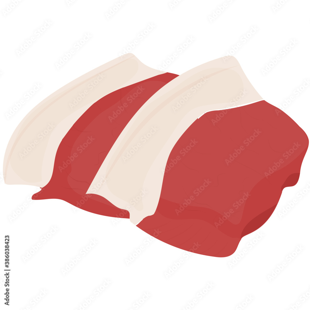 A red meatloaf with white fatty substance on it depicting chunk steak
A red meatloaf with white fatty substance on it depicting chunk steak