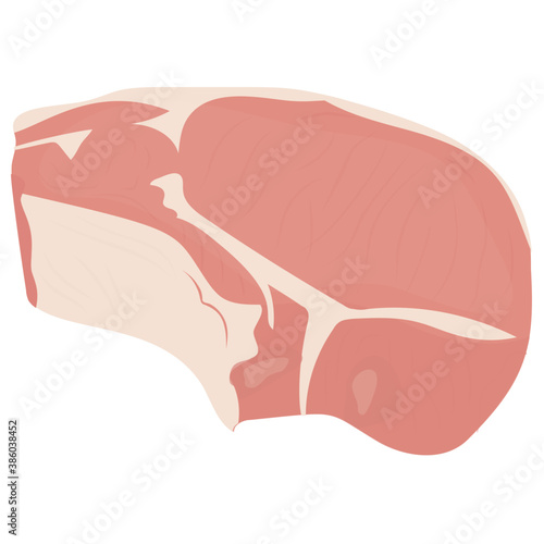 
A red meatloaf with white fatty substance on it depicting chunk steak 
