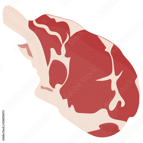 
A red meatloaf with white fatty substance on it depicting chunk steak 
