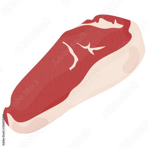 
A red meatloaf with white fatty substance on it depicting chunk steak 
