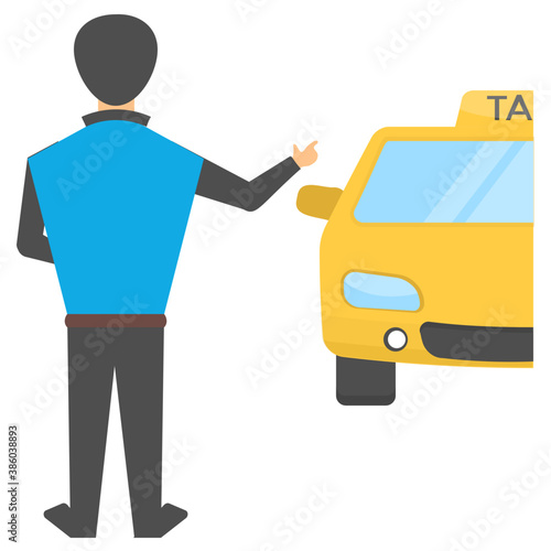 
A vehicle in conventional cab color baptized as taxi, taxicab icon
