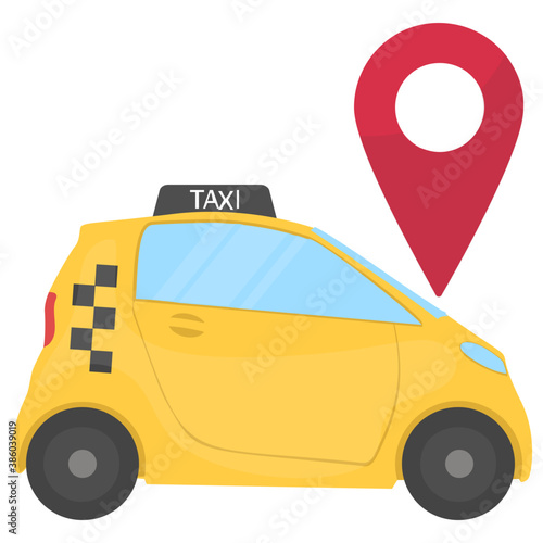 
A vehicle in conventional cab color baptized as taxi, taxicab icon
