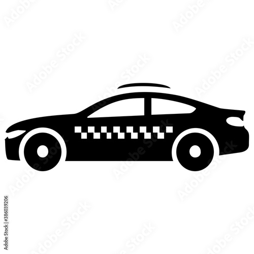

A vehicle in conventional cab color baptized as taxi, taxicab icon
