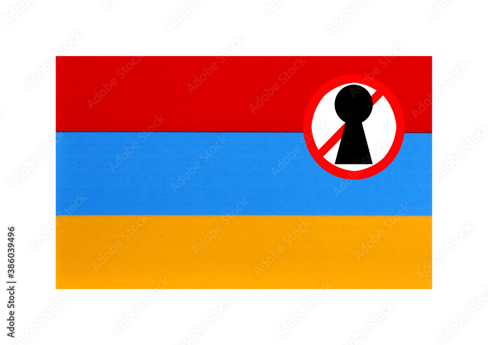 Argentina flag with covid 19 warning