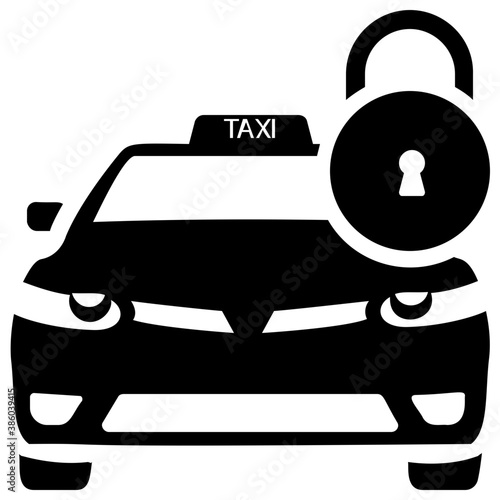 

A vehicle in conventional cab color baptized as taxi, taxicab icon
