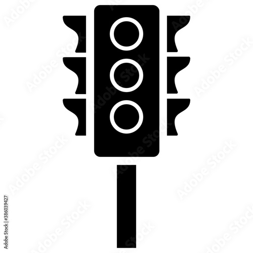 
An icon showing traffic controlling symbol with three lights
