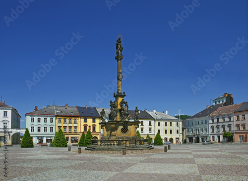 The Main Square and the Plague Column built in 1717-1720 in the Moravian Trebova (Moravska Trebova), Moravia, Czech Republic photo