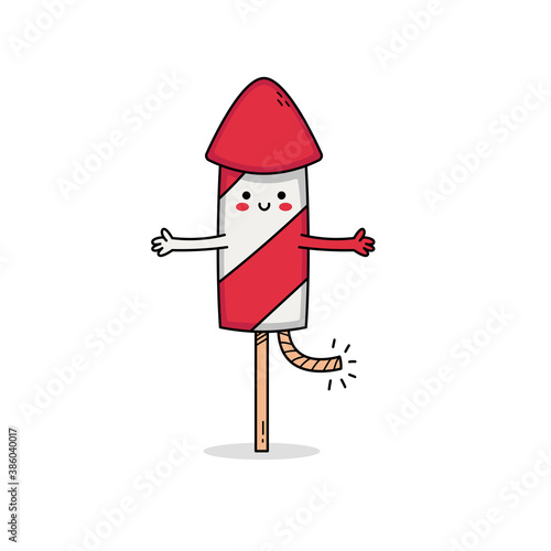 Cute fireworks cartoon character