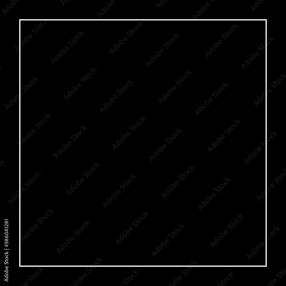 White quadrangle on a black background. Square frame. White quadrangle on a black background. Square frame.