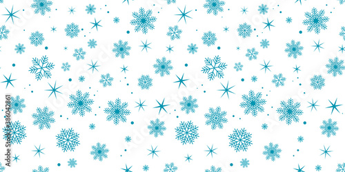 Pattern from blue snowflakes on a white background. Vector illustration for stock EPS 10