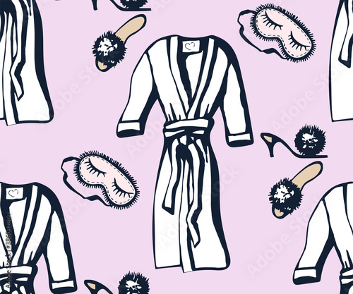 Vector ornamental hand drawing woman lingerie decorative background. Romantic seamless pattern ornament. Vector pattern. Print for textile, cloth, wallpaper, packaging