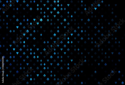 Dark BLUE vector background with cards signs. © Dmitry