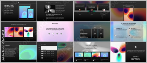 Vector templates for website design, presentations, portfolio. Templates for presentation slides, flyer, leaflet, annual report. Medical design with bright colored gradient pattern in form of cells.