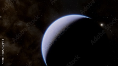 Fototapeta Naklejka Na Ścianę i Meble -  beautiful alien planet in far space, space background, planet similar to Earth, detailed planet surface 3d render