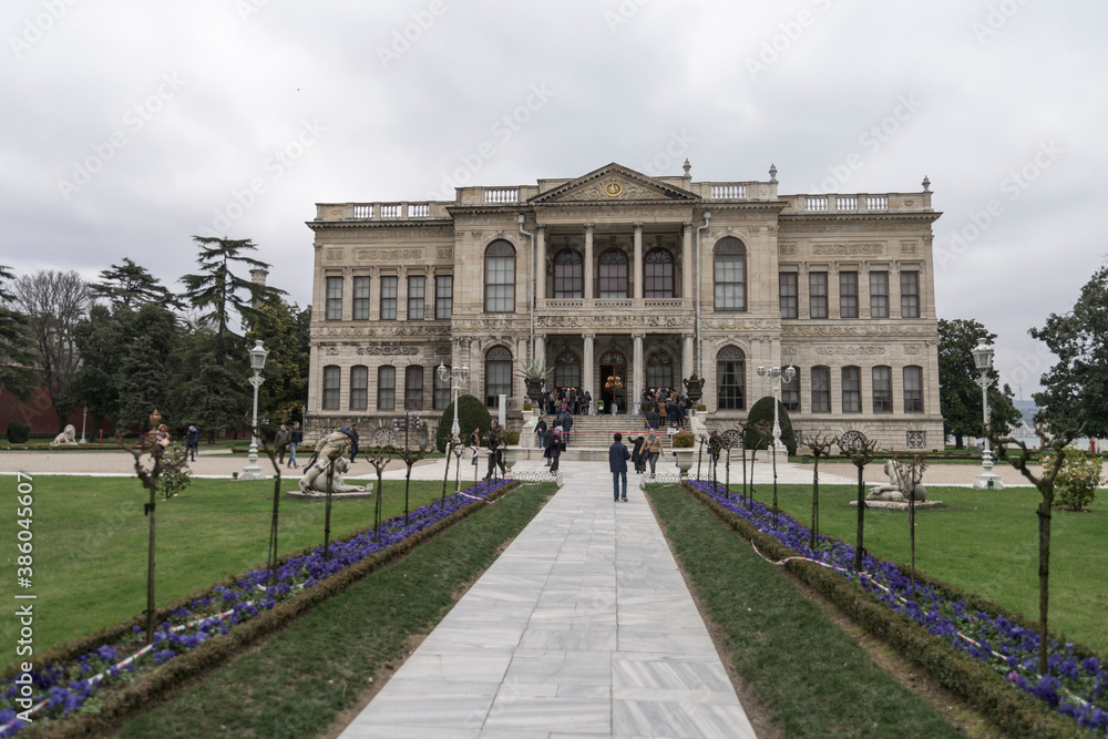 Dolmabahce Palace Istanbul with statues