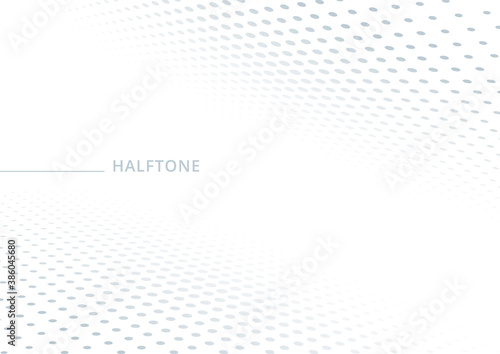 Abstract white and gray dot pattern halftone style perspective background with space for your text.