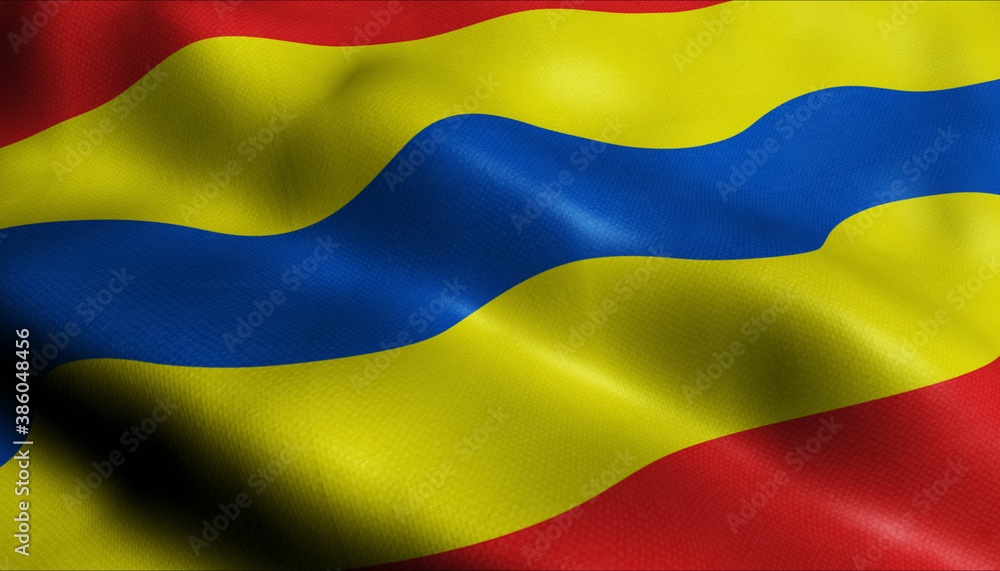 Fototapeta premium 3D Waving Netherlands Province Flag of Overijssel Closeup View