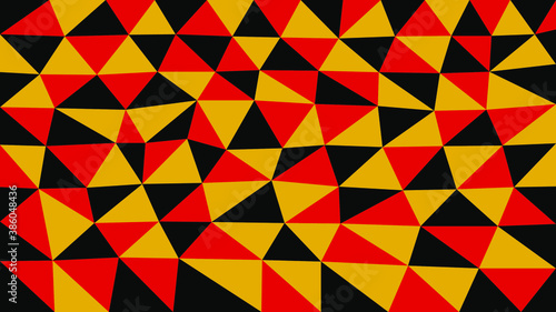 Vector abstract low poly background with black, red and yellow color. Colors of the German flag