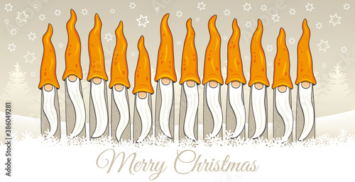 Red Pepper and Chillies Gnome on a Merry Christmas Card