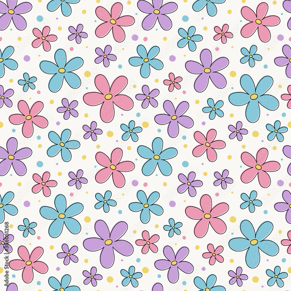 Beautiful pattern with colourful flowers. Mother’s Day, Women’s Day and Valentine’s Day background. Vector Beautiful pattern with colourful flowers. Mother’s Day, Women’s Day and Valentine’s Day background. Vector