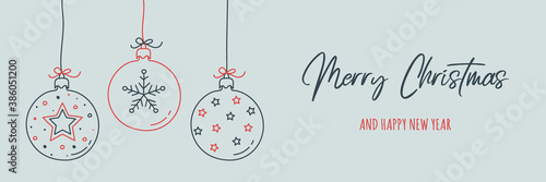 Christmas banner with balls. Vector