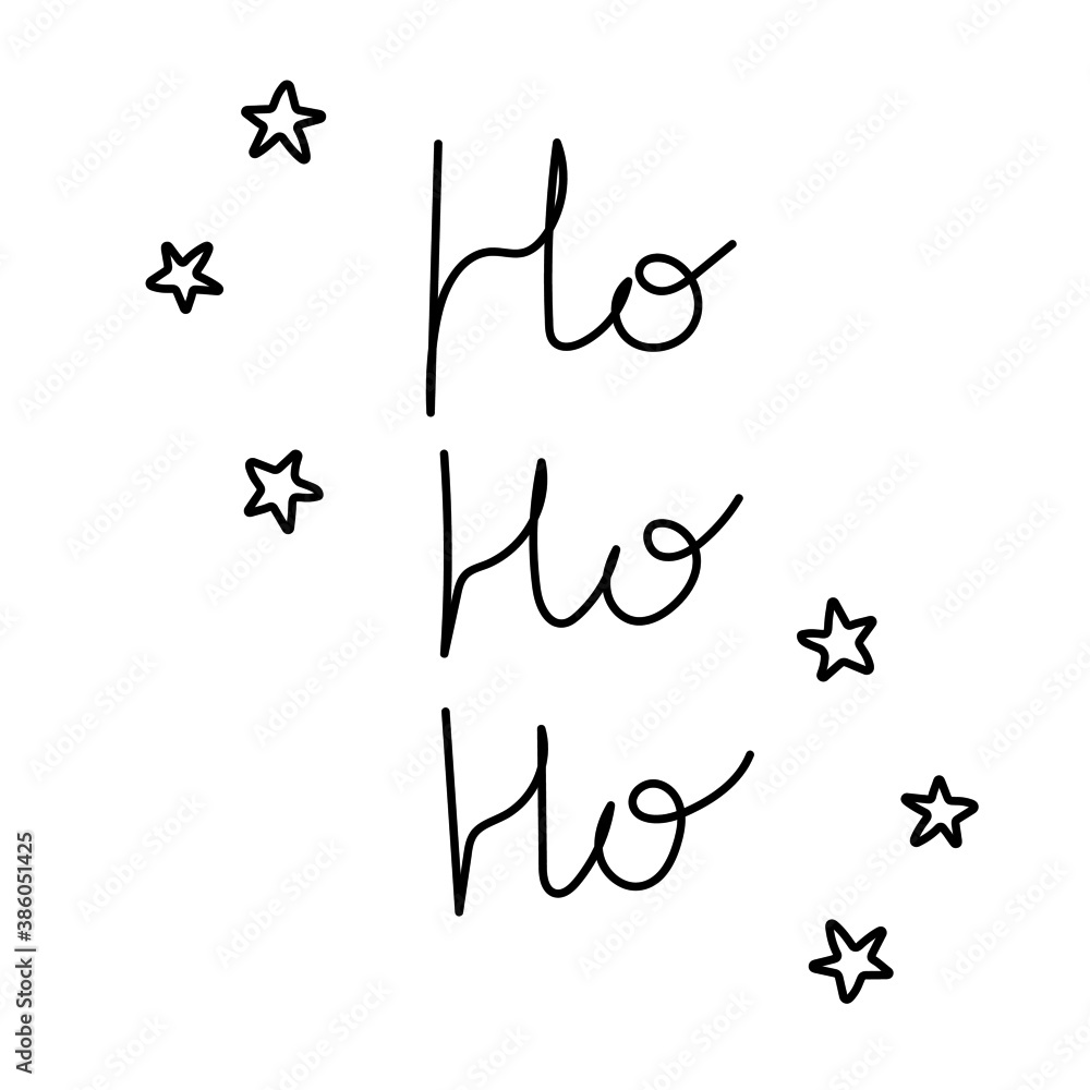 Ho Ho Ho 2021 handwritten text. Perfect for a holiday typographic poster, banner, or greeting card. Vector illustration