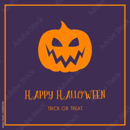 Halloween greeting card with funny pumpkin lanterns. Vector