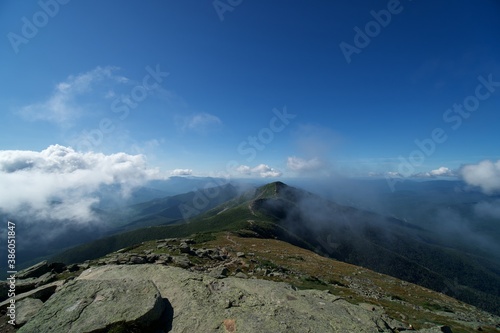 Franconia ridge traverse in the white mountains of New Hampshire above the clouds