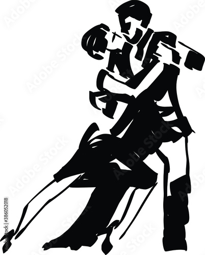 vector illustration sketch of dancing tango couple