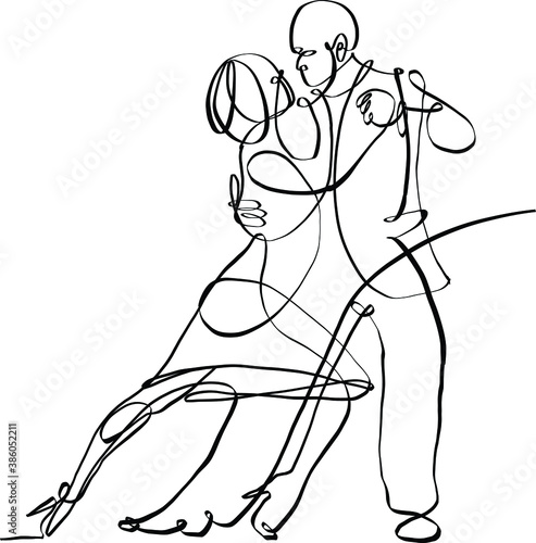 vector illustration sketch of dancing tango couple