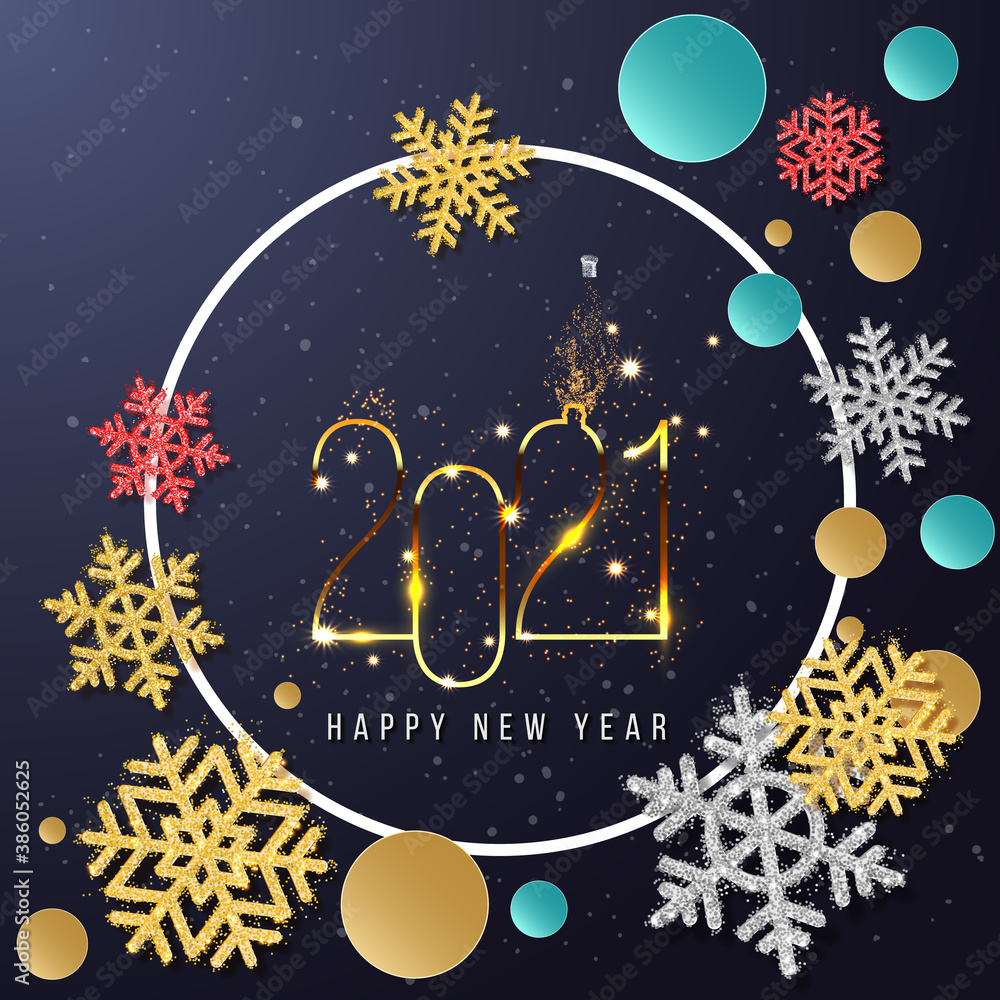 Naklejka premium 2021 New Year. 2021 Happy New Year greeting card. 2021 Happy New Year background.