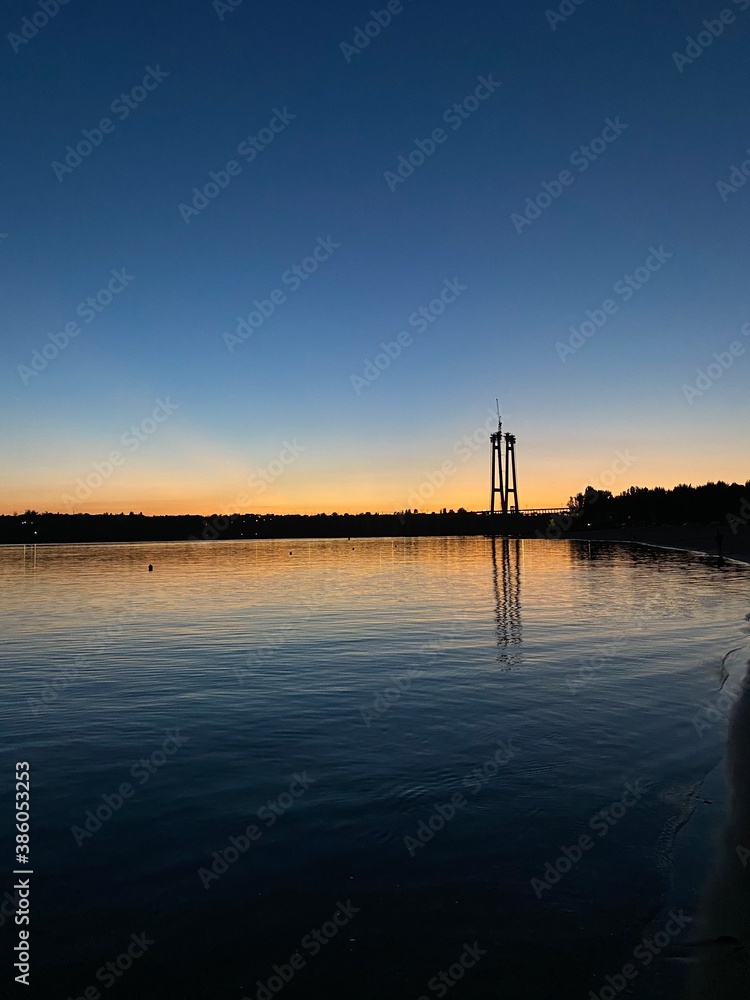 sunset over the river