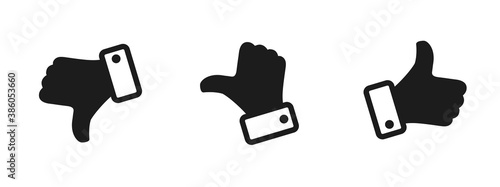 Three button valuation thumbs negative neutral positive - stock vector