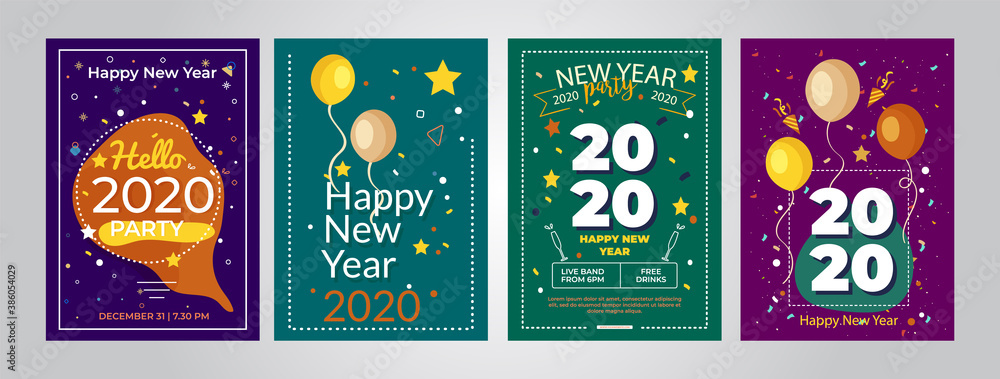abstrack new year 2020 party poster template backround