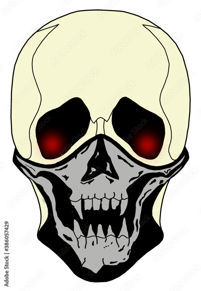 Fototapeta premium Covid 19 image of a masked skull from covid 19