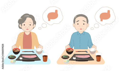 胃を気にしながら食事する　シニア(線無し)