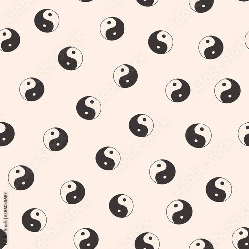 China Yuing Yang symbol hand drawn seamless vector pattern