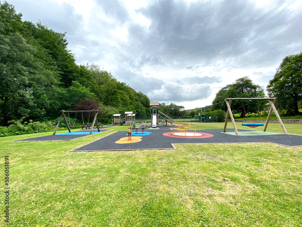 Empty play area, situated in the heart of, Lothersdale, Keighley, UK
