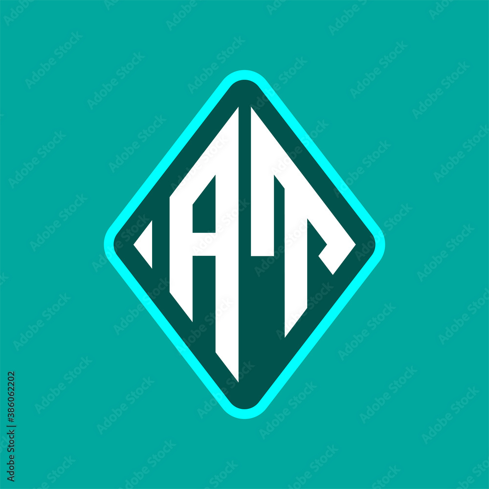 Colored monogram logo curved oval shape initial letter at logo vector Colored monogram logo curved oval shape initial letter at logo vector