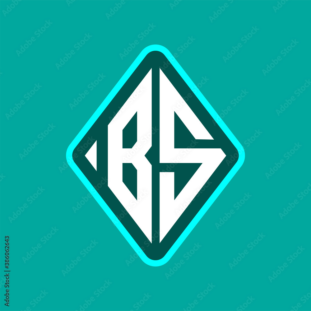 Colored monogram logo curved oval shape initial letter bs logo vector Colored monogram logo curved oval shape initial letter bs logo vector