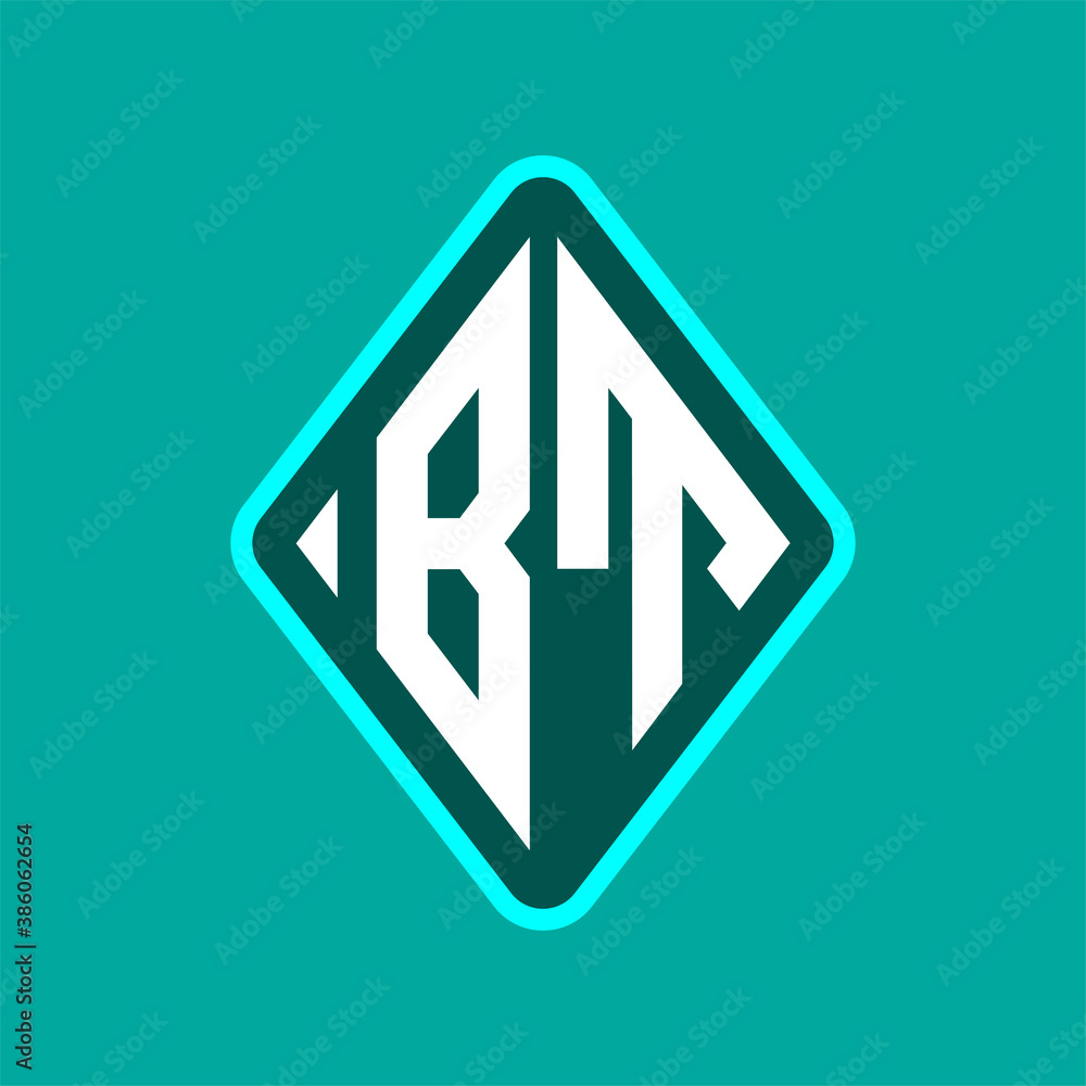 Colored monogram logo curved oval shape initial letter bt logo vector Colored monogram logo curved oval shape initial letter bt logo vector