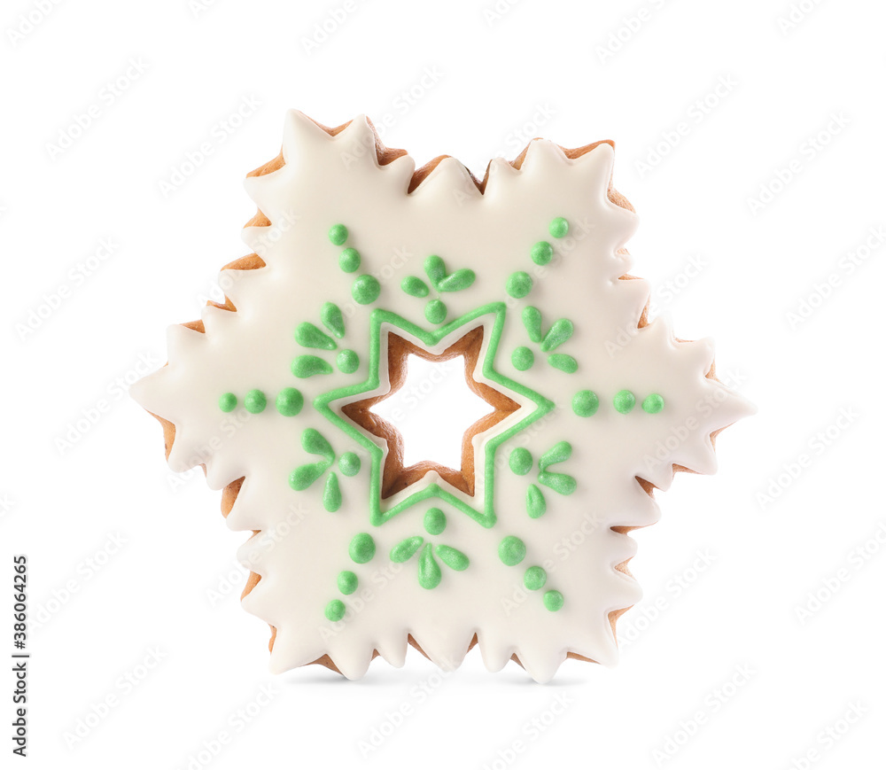 Snowflake shaped Christmas cookie isolated on white Snowflake shaped Christmas cookie isolated on white