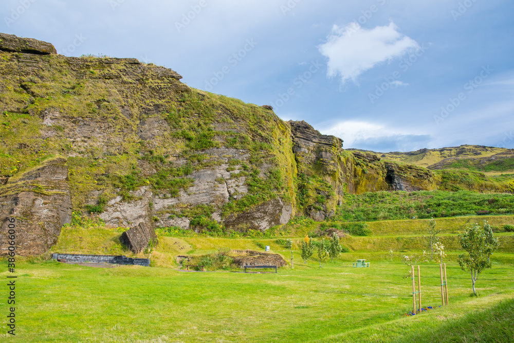The beautiful nature of the campsite of Vik in Iceland The beautiful nature of the campsite of Vik in Iceland