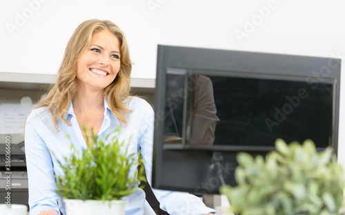 Woman at her desk