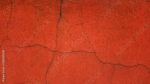 Red Wall with Cracks