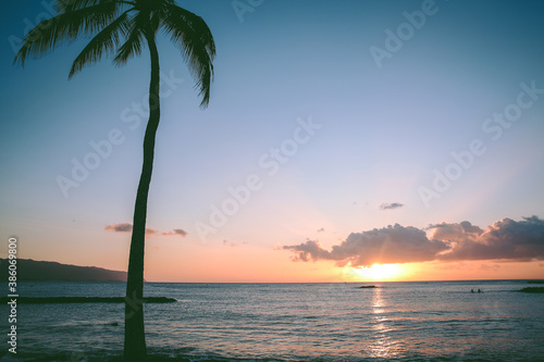 SUNSET AT Haleiwa Beach Park  North shore  Oahu  Hawaii 